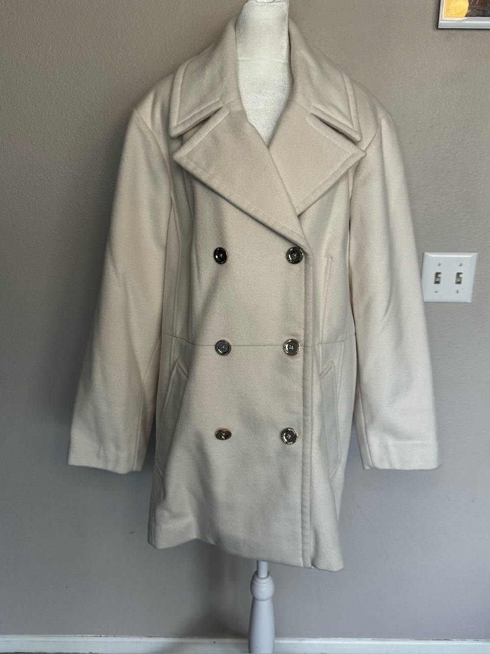 Michael Kors- Classic Cream Double-Breasted Women's Peacoat. Size 2x